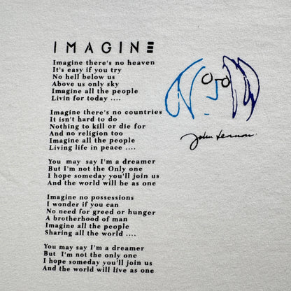 90s ジョンレノン IMAGINE JOHN LENNON Tシャツ イマジン the beatles ビートルズ 白 USA製 歌詞 anvil L シングルステッチ バンドT ba-t-2505-011