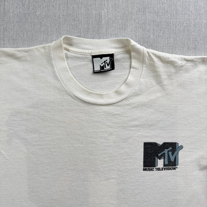 90s USA製 MTV Tシャツ 白 1991 1992 Nirvana レッチリ ガンズ ba-t-2505-021