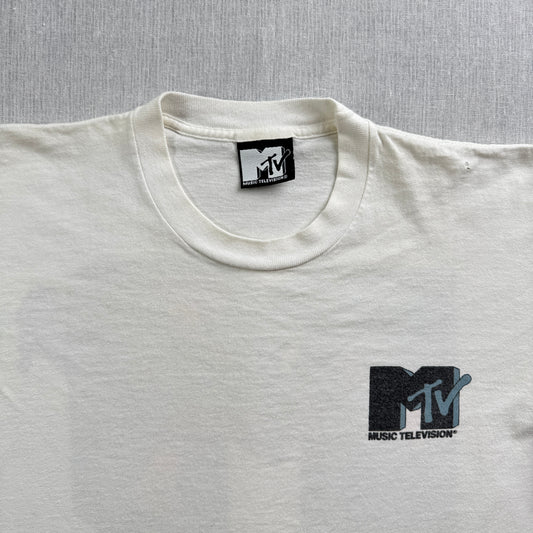 90s USA製 MTV Tシャツ 白 1991 1992 Nirvana レッチリ ガンズ ba-t-2505-021