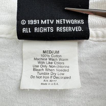 90s USA製 MTV Tシャツ 白 1991 1992 Nirvana レッチリ ガンズ ba-t-2505-021