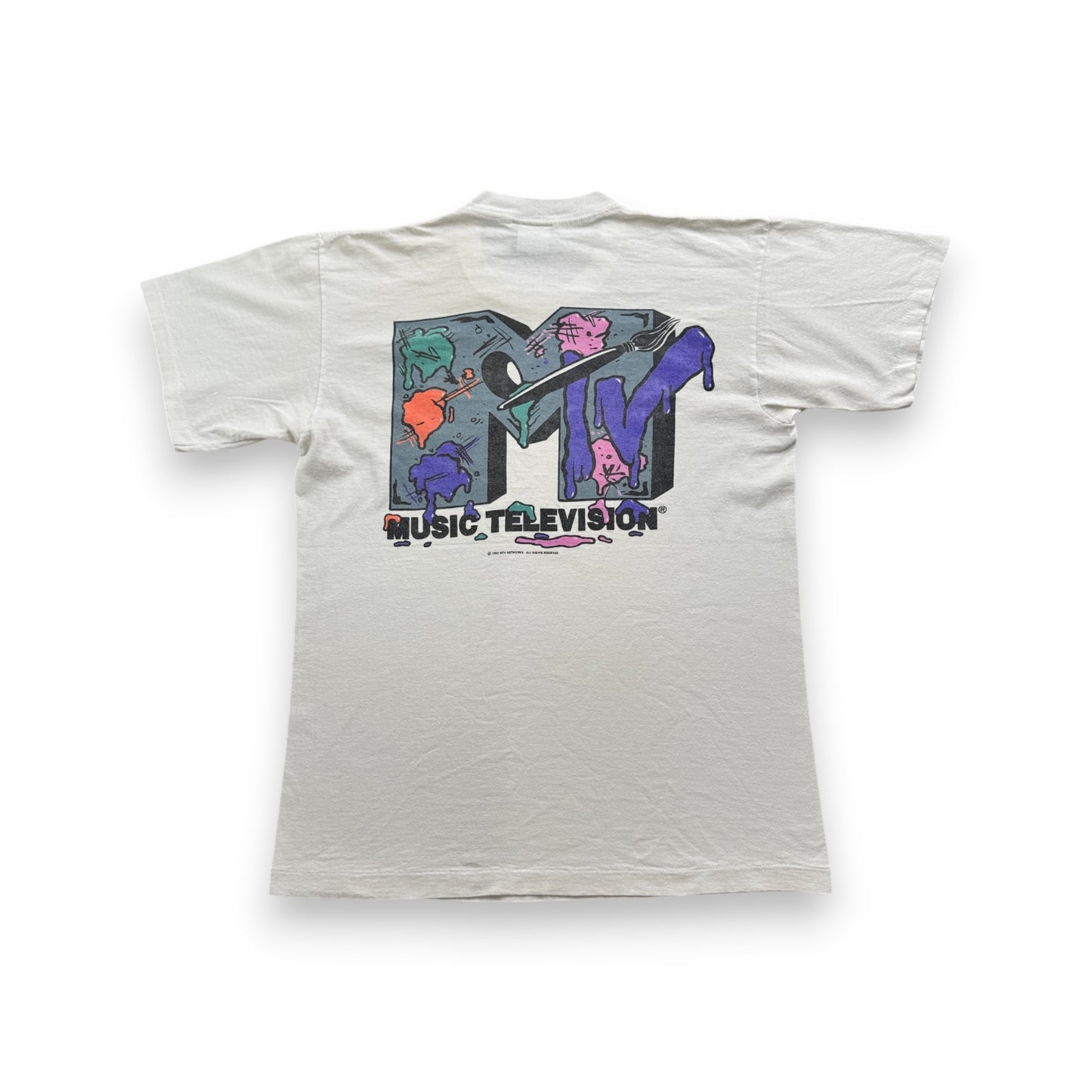 90s USA製 MTV Tシャツ 白 1991 1992 Nirvana レッチリ ガンズ ba-t-2505-021
