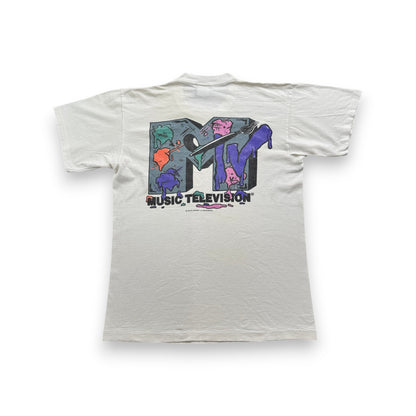 90s USA製 MTV Tシャツ 白 1991 1992 Nirvana レッチリ ガンズ ba-t-2505-021