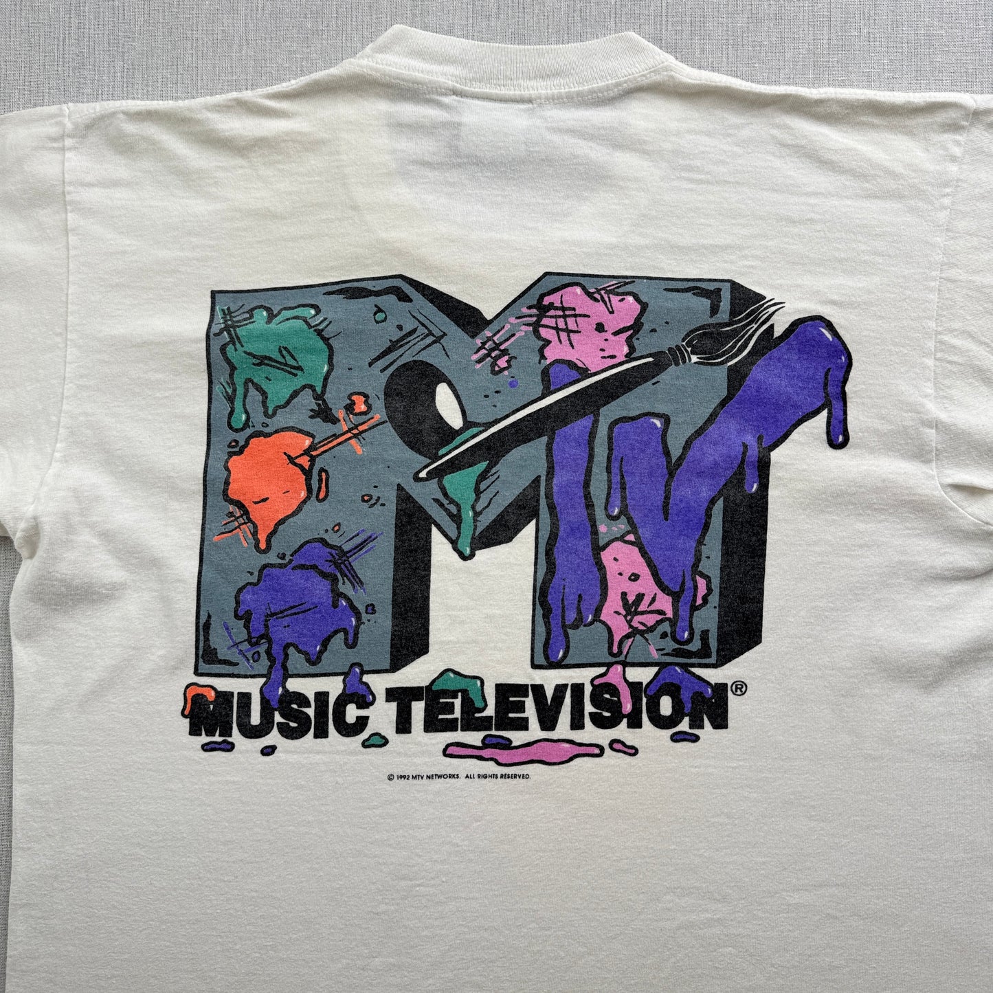 90s USA製 MTV Tシャツ 白 1991 1992 Nirvana レッチリ ガンズ ba-t-2505-021