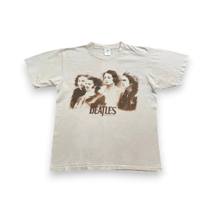90s ビートルズ The beatles バンドT Tシャツ USA製 L ベージュ ブラウン ジョンレノン CRONIES ba-t-2505-024
