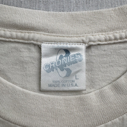 90s ビートルズ The beatles バンドT Tシャツ USA製 L ベージュ ブラウン ジョンレノン CRONIES ba-t-2505-024