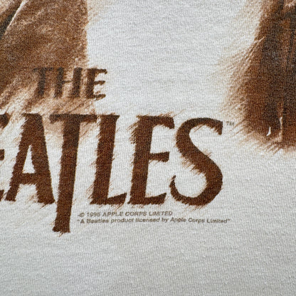 90s ビートルズ The beatles バンドT Tシャツ USA製 L ベージュ ブラウン ジョンレノン CRONIES ba-t-2505-024