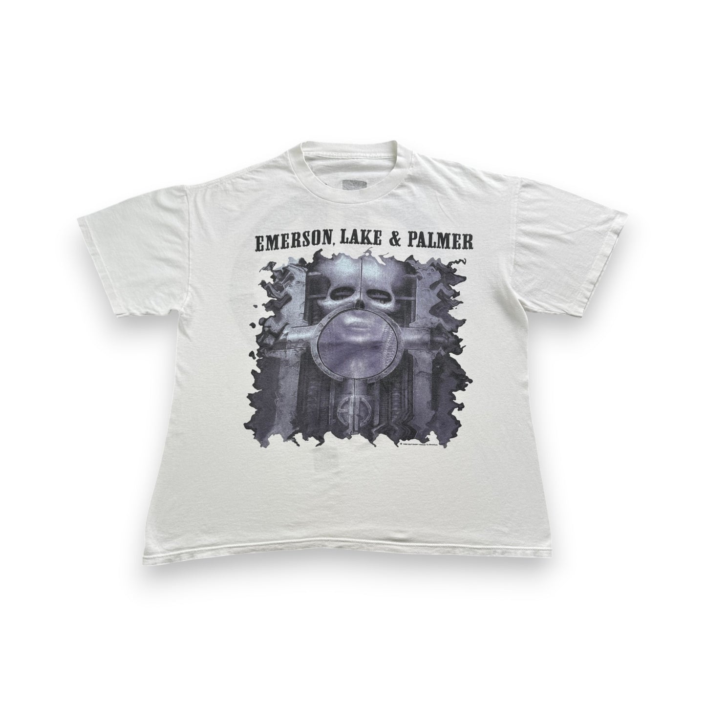 90s エマーソン レイク & パーマー Tシャツ 1992 恐怖の頭脳改革 EMERSON LAKE & PALMER 白 シングルステッチ プログレ ELP ba-t-2505-025