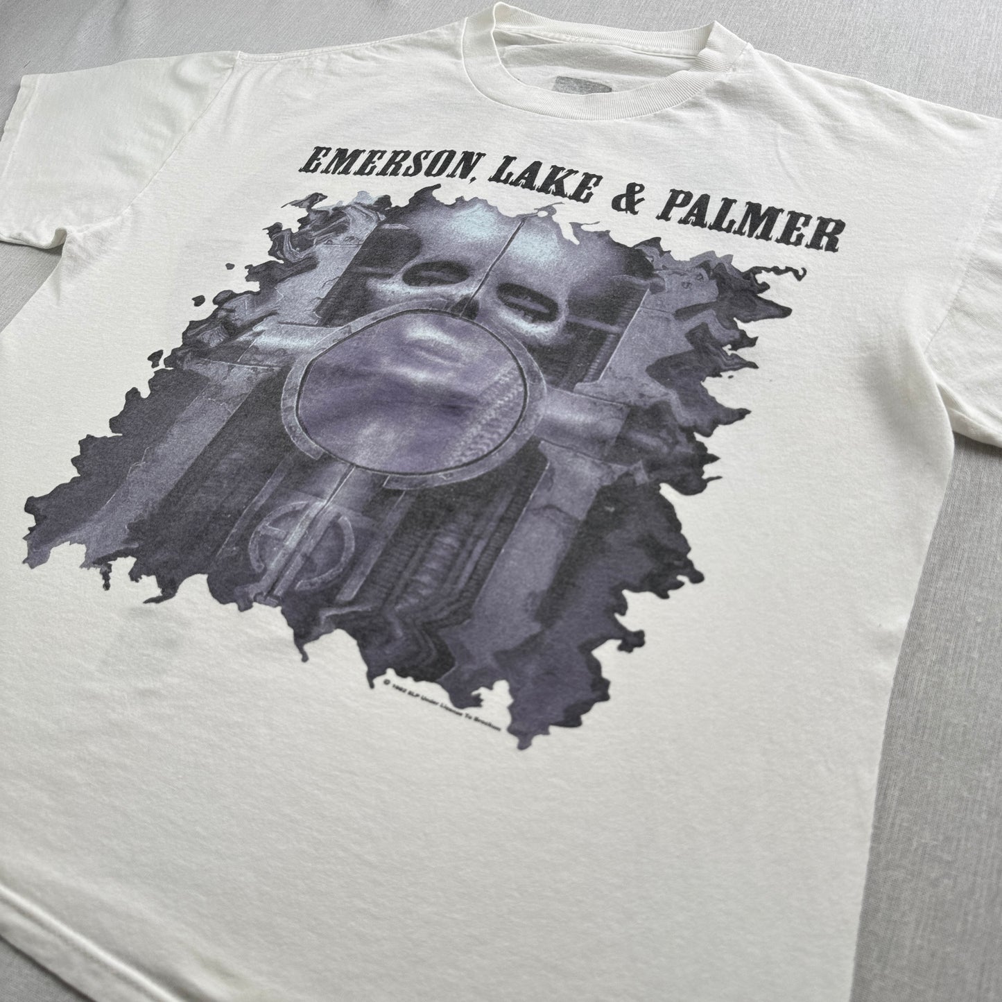 90s エマーソン レイク & パーマー Tシャツ 1992 恐怖の頭脳改革 EMERSON LAKE & PALMER 白 シングルステッチ プログレ ELP ba-t-2505-025