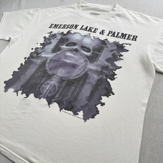 90s エマーソン レイク & パーマー Tシャツ 1992 恐怖の頭脳改革 EMERSON LAKE & PALMER 白 シングルステッチ プログレ ELP ba-t-2505-025