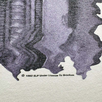 90s エマーソン レイク & パーマー Tシャツ 1992 恐怖の頭脳改革 EMERSON LAKE & PALMER 白 シングルステッチ プログレ ELP ba-t-2505-025