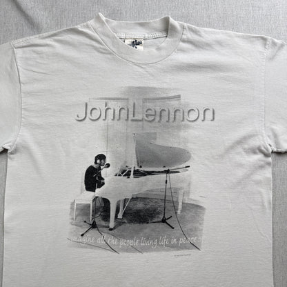 90s ジョンレノン imagine Tシャツ Peter Fordham フォトT ピアノ JOHN LENNON オノヨーコ 1997 CRONIES L バンドT ba-t-2505-028