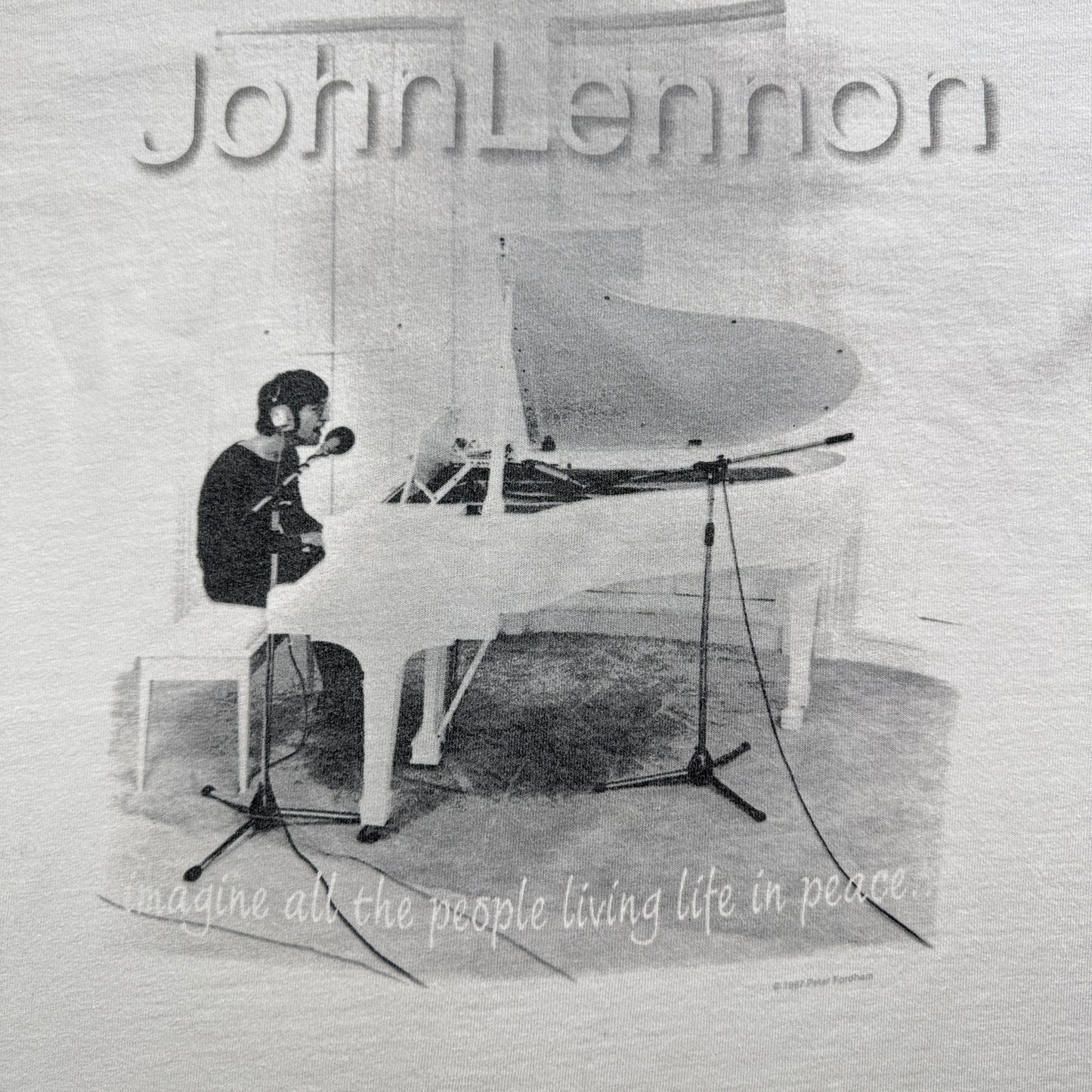 90s ジョンレノン imagine Tシャツ Peter Fordham フォトT ピアノ JOHN LENNON オノヨーコ 1997 CRONIES L バンドT ba-t-2505-028