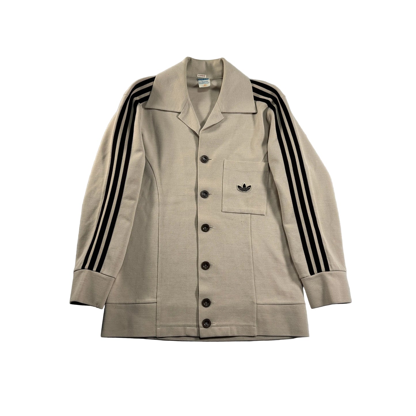 70s adidas トラックジャケット ガイコツジャージ ベージュ メタルボタン 48 ad-t-2505-025
