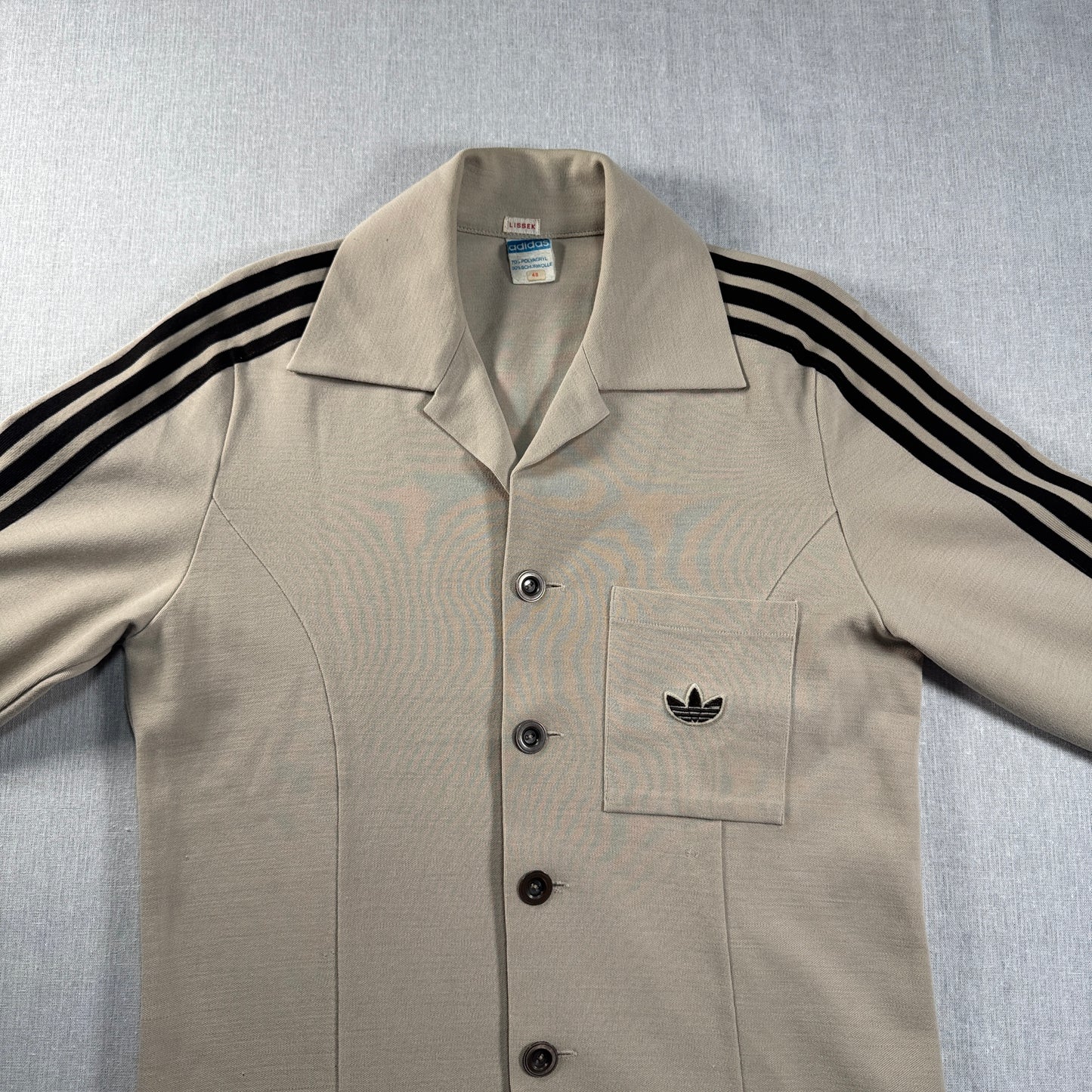 70s adidas トラックジャケット ガイコツジャージ ベージュ メタルボタン 48 ad-t-2505-025