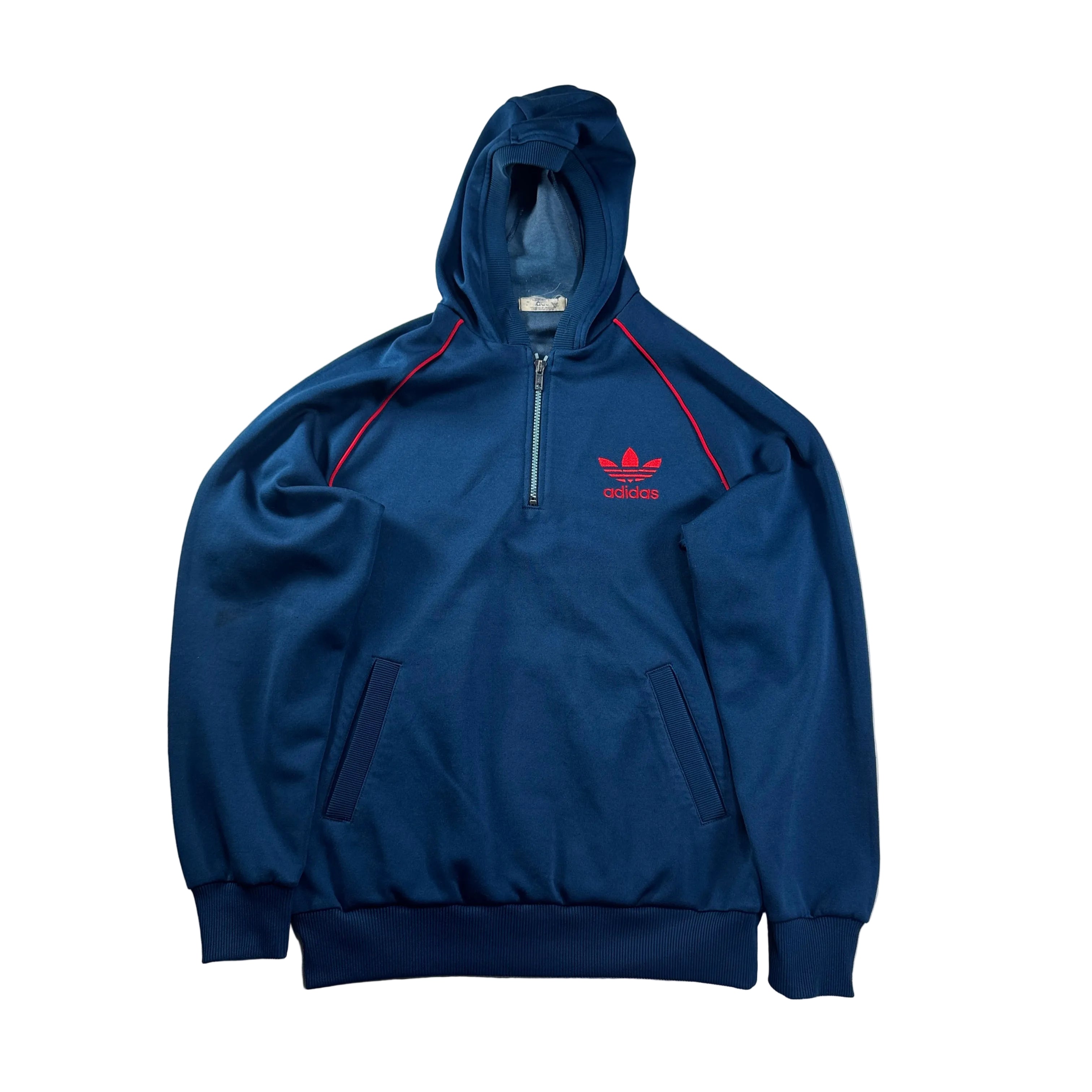 adidas ハーフジップ ジャージ90年代 ヴィンテージ　デサント製　パーカー adidas ハーフジップ トレーナー90s デサント製 - メルカリ