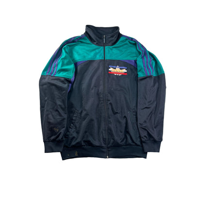 80s adidas トラックジャケット 黒 刺繍 銀タグ ad-u-2505-026