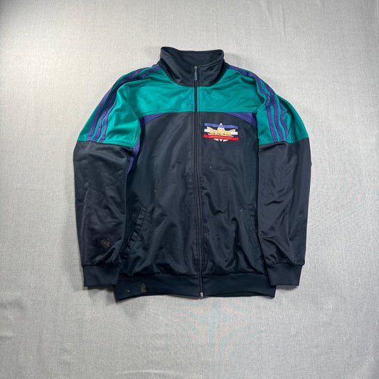 80s adidas トラックジャケット 黒 刺繍 銀タグ ad-u-2505-026