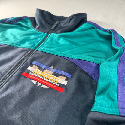 80s adidas トラックジャケット 黒 刺繍 銀タグ ad-u-2505-026