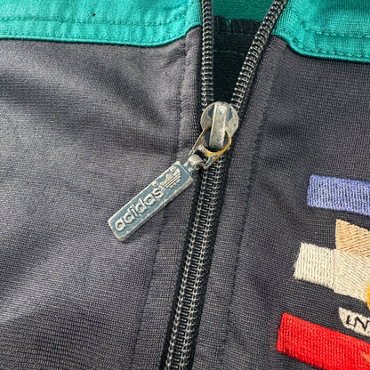 80s adidas トラックジャケット 黒 刺繍 銀タグ ad-u-2505-026