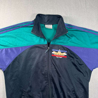 80s adidas トラックジャケット 黒 刺繍 銀タグ ad-u-2505-026