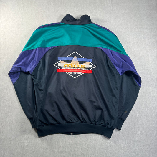 80s adidas トラックジャケット 黒 刺繍 銀タグ ad-u-2505-026