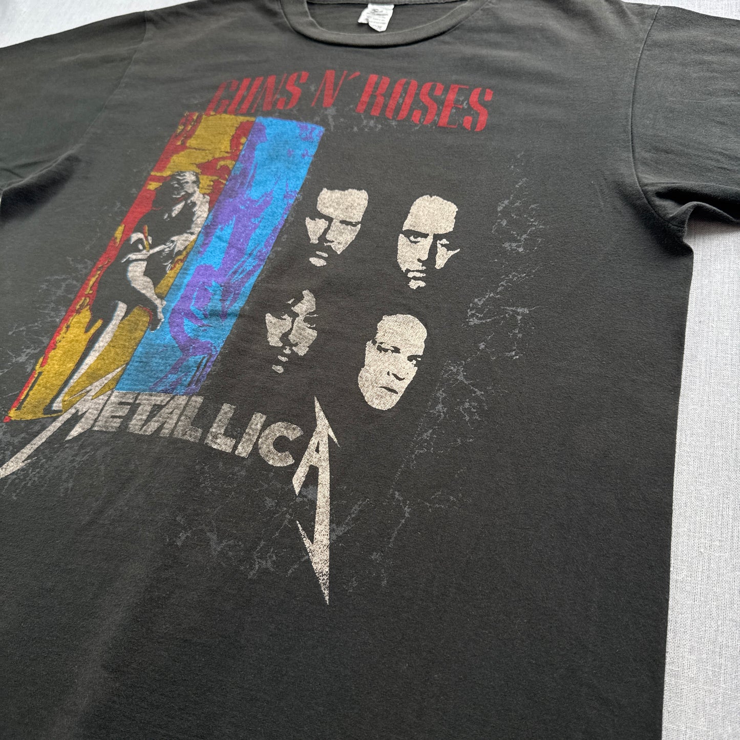 Guns N' Roses Metallica ガンズ メタリカ Tシャツ バンド 1992 シングルステッチ グレー ロック ba-u-2505-078
