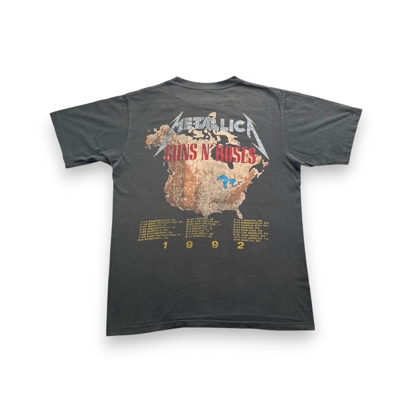 Guns N' Roses Metallica ガンズ メタリカ Tシャツ バンド 1992 シングルステッチ グレー ロック ba-u-2505-078