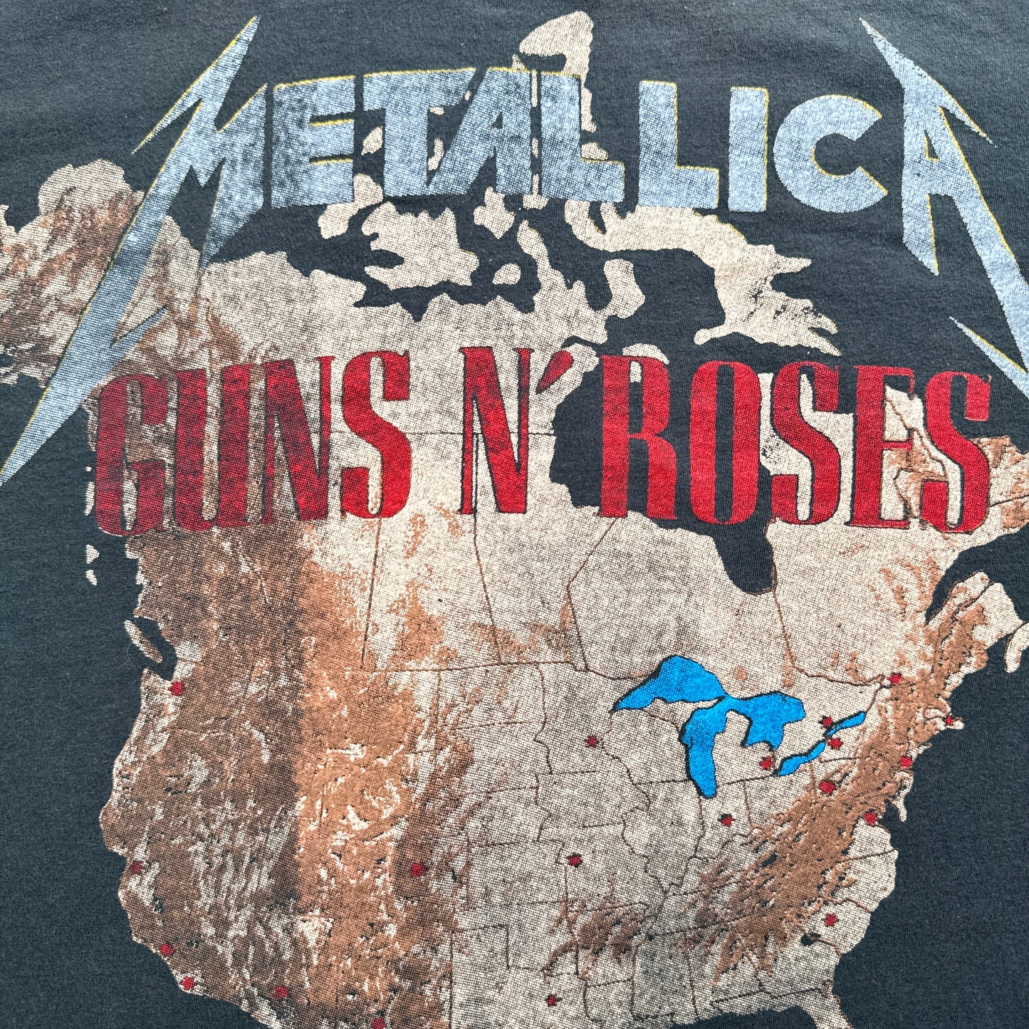 Guns N' Roses Metallica ガンズ メタリカ Tシャツ バンド 1992 シングルステッチ グレー ロック ba-u-2505-078