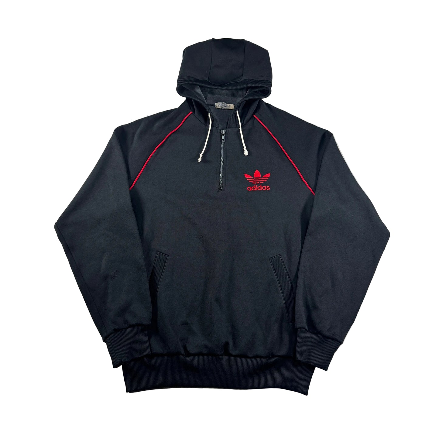 70s adidas ハーフジップパーカー ブラック デサント製 O ad-u-2505-025