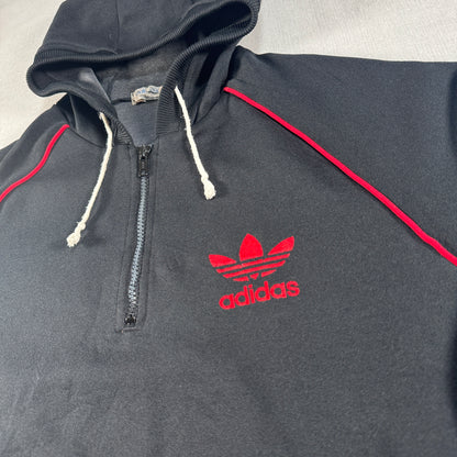 70s adidas ハーフジップパーカー ブラック デサント製 O ad-u-2505-025