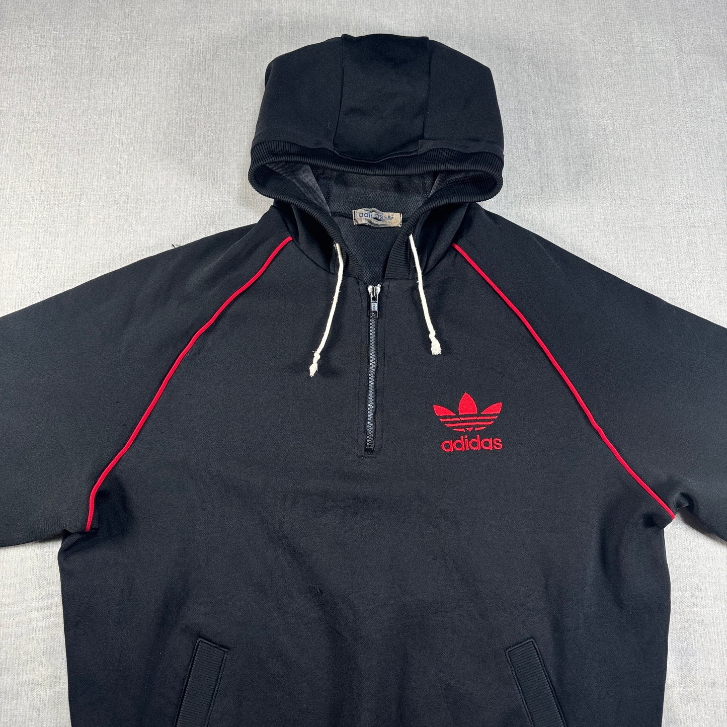 70s adidas ハーフジップパーカー ブラック デサント製 O ad-u-2505-025