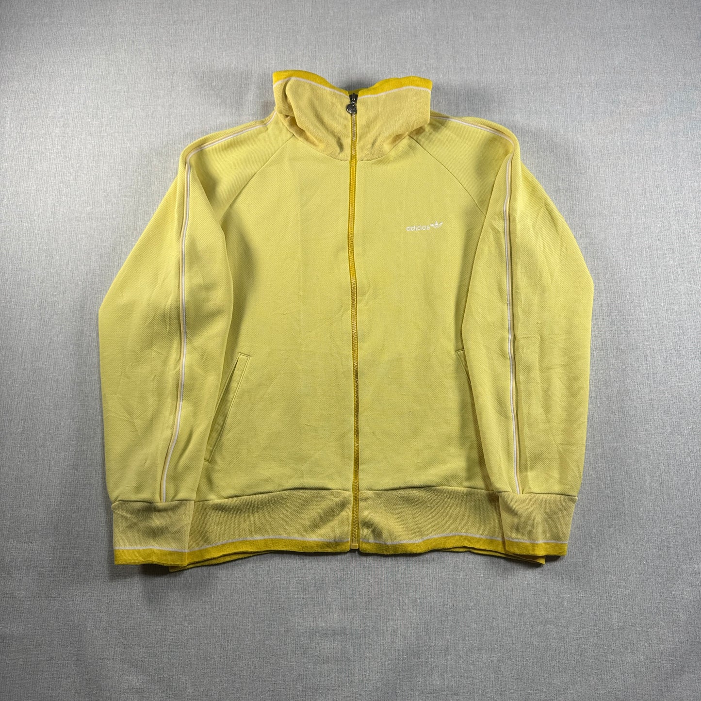 70s adidas トラックジャケット イエロー デサント 西ドイツ製  L ad-u-2505-029