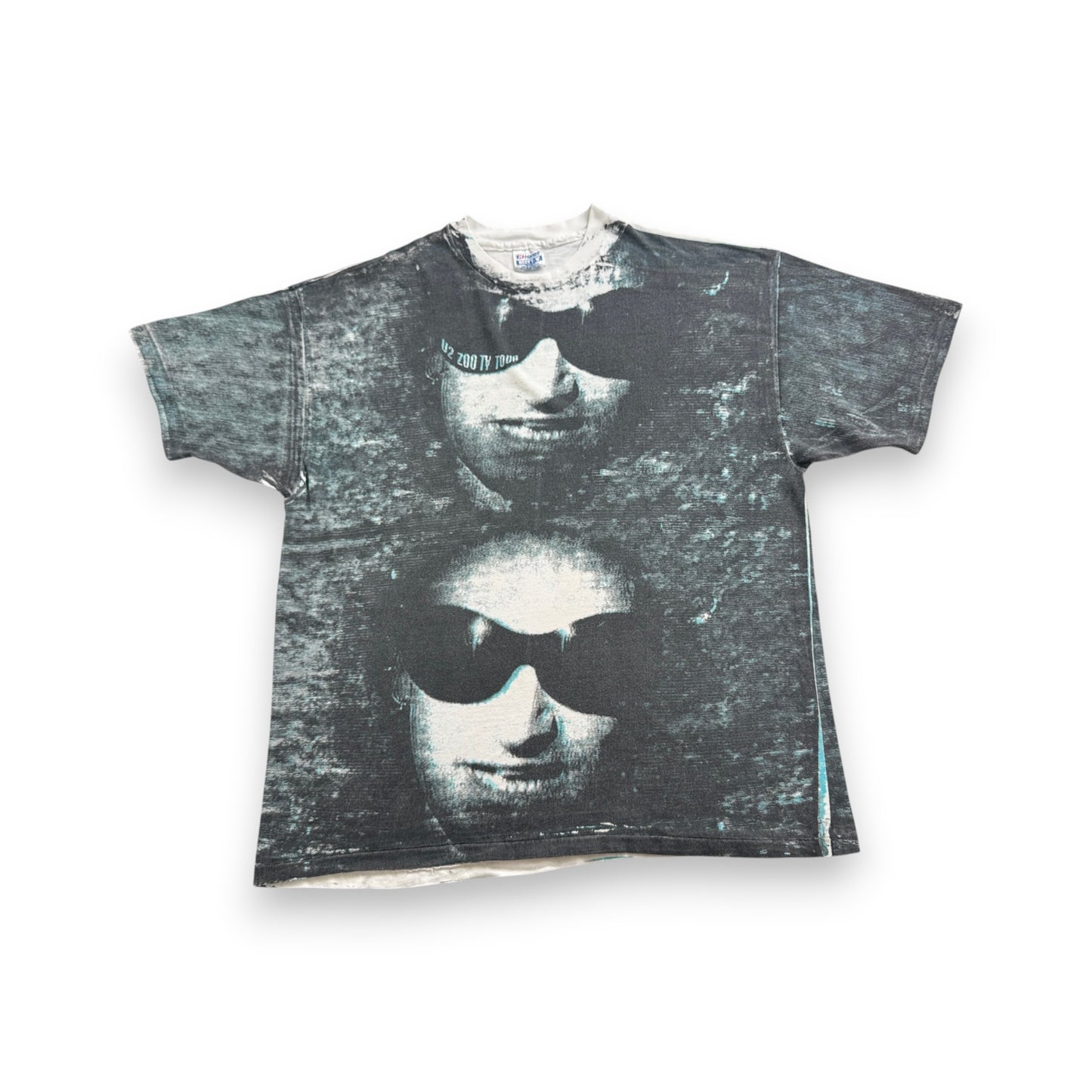 美品 90s U2 ZOO TV Tシャツ バンドT 総柄 AOP USA製 HANES シングルステッチ 2XL ロック ba-x-2505-010