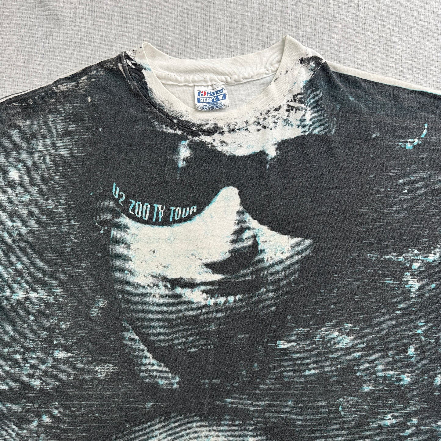 美品 90s U2 ZOO TV Tシャツ バンドT 総柄 AOP USA製 HANES シングルステッチ 2XL ロック ba-x-2505-010