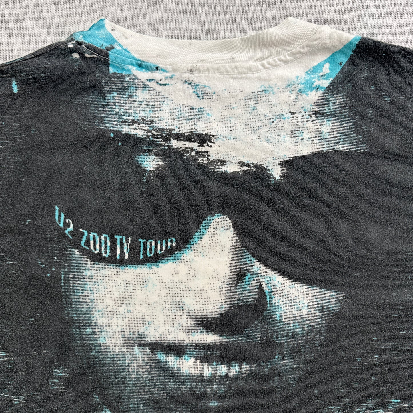 美品 90s U2 ZOO TV Tシャツ バンドT 総柄 AOP USA製 HANES シングルステッチ 2XL ロック ba-x-2505-010