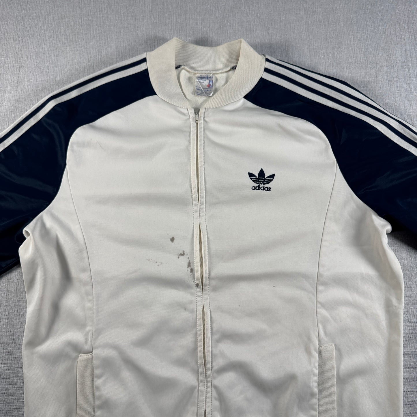 70s adidas ATP トラックジャケット ホワイト ネイビー VENTEX製 ad-u-2505-036