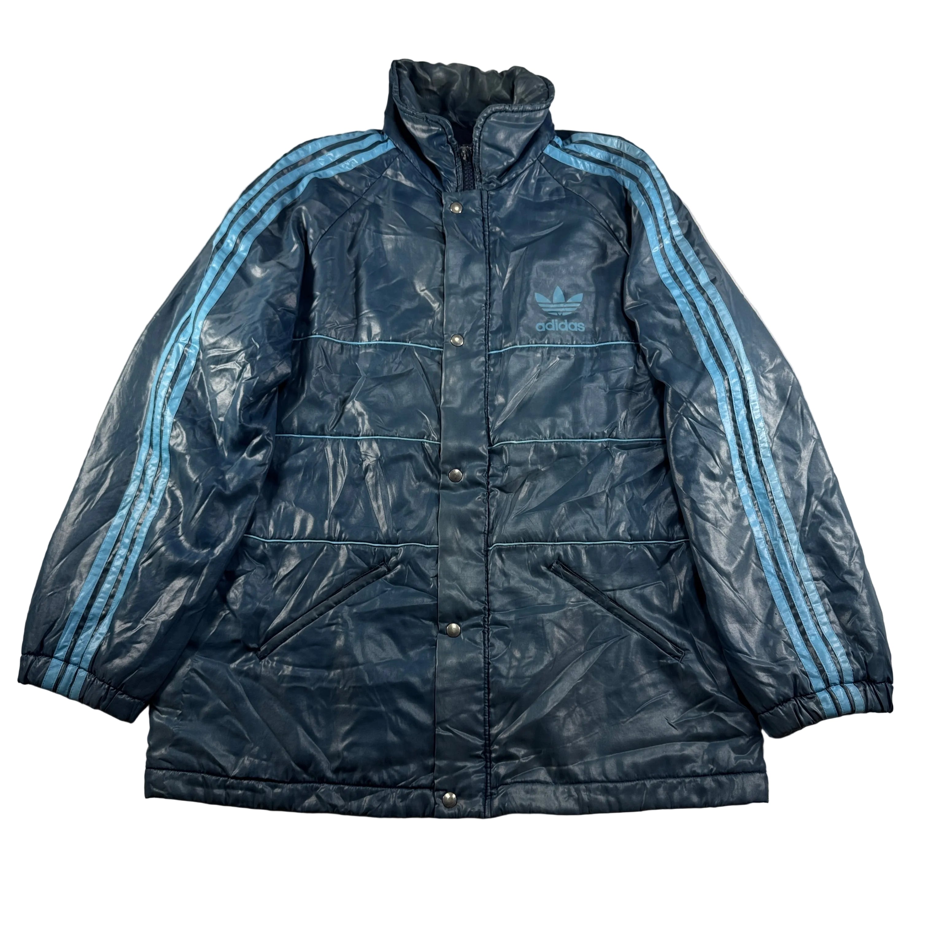 adidas 80s 中綿ジャケット 80s adidas 中綿ジャケット ブルー トレフォイル ad-u-2505-037 – 古着