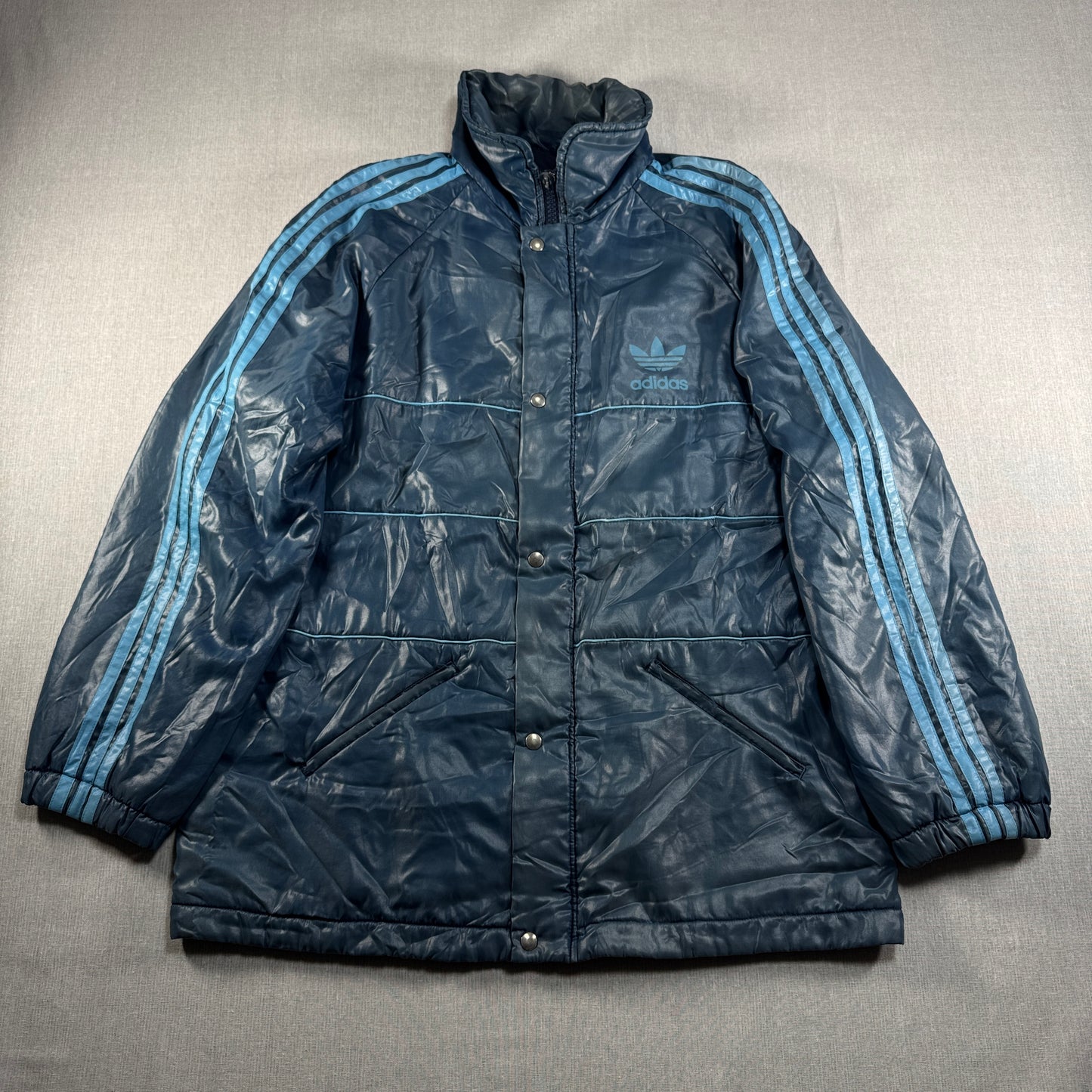 80s adidas 中綿ジャケット ブルー トレフォイル ad-u-2505-037