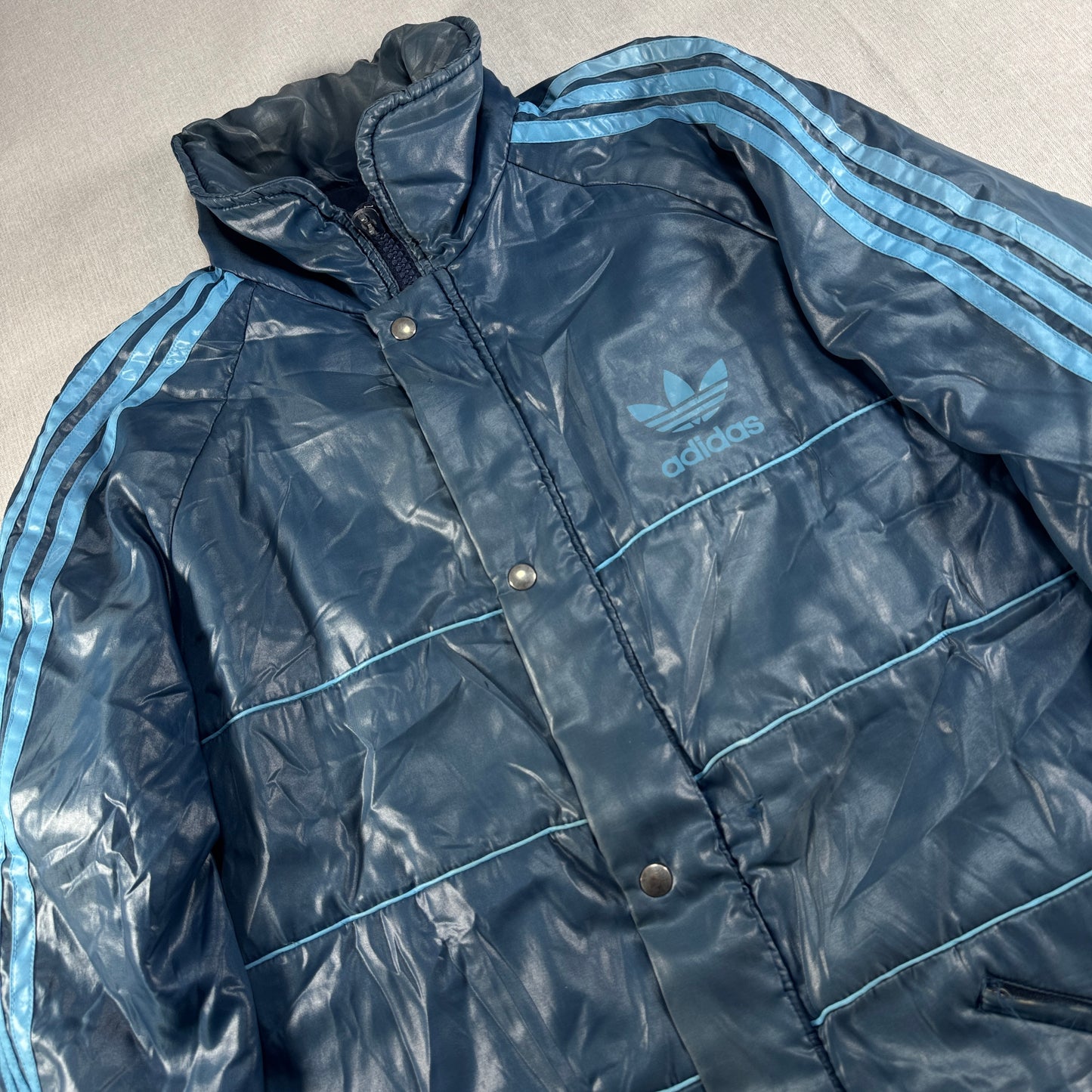 80s adidas 中綿ジャケット ブルー トレフォイル ad-u-2505-037