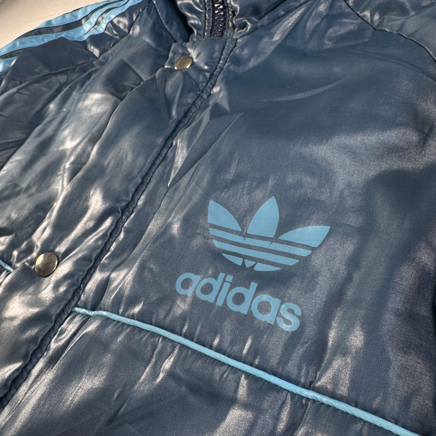 80s adidas 中綿ジャケット ブルー トレフォイル ad-u-2505-037