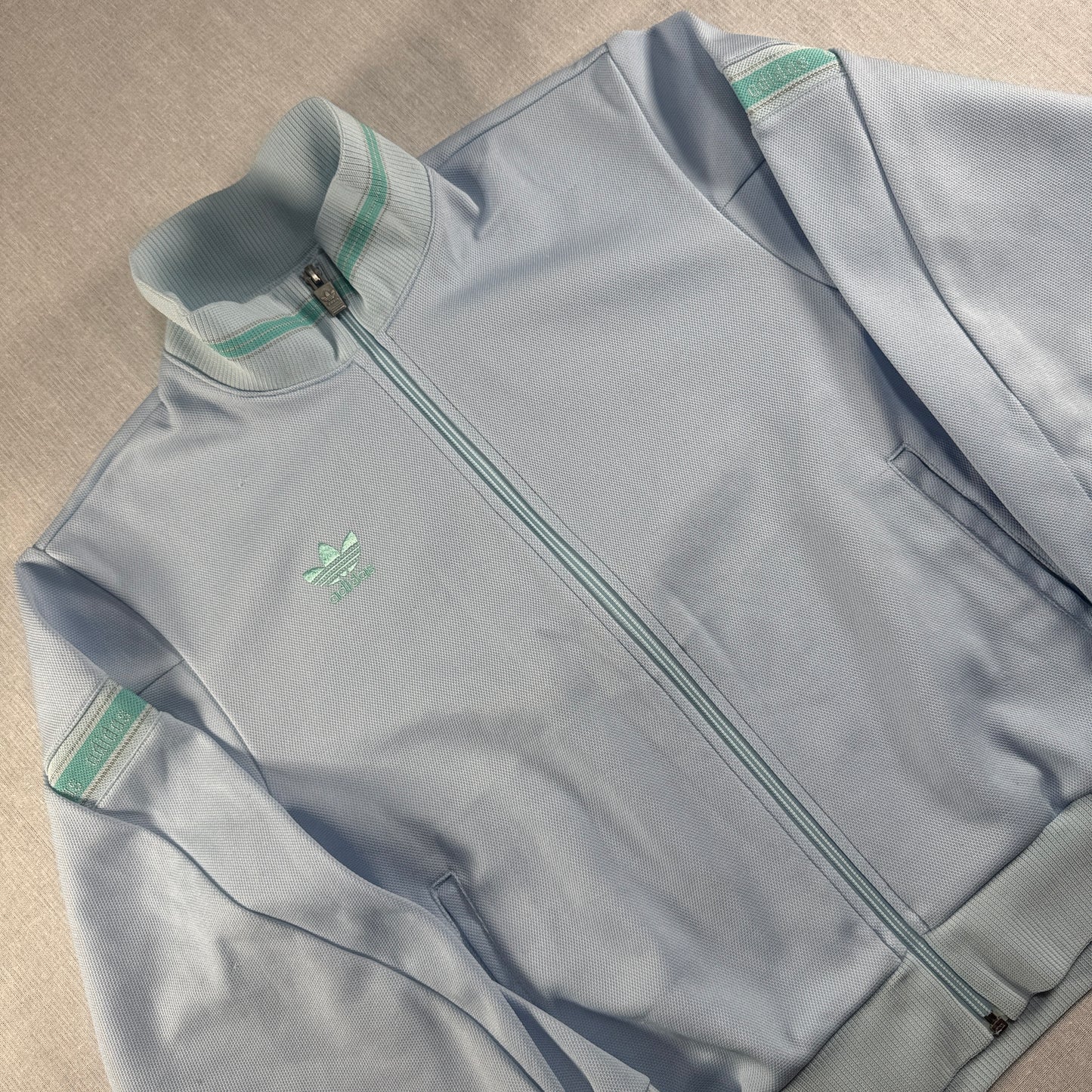 90s adidas トラックジャケット ライトブルー デサント製 M ad-u-2505-038