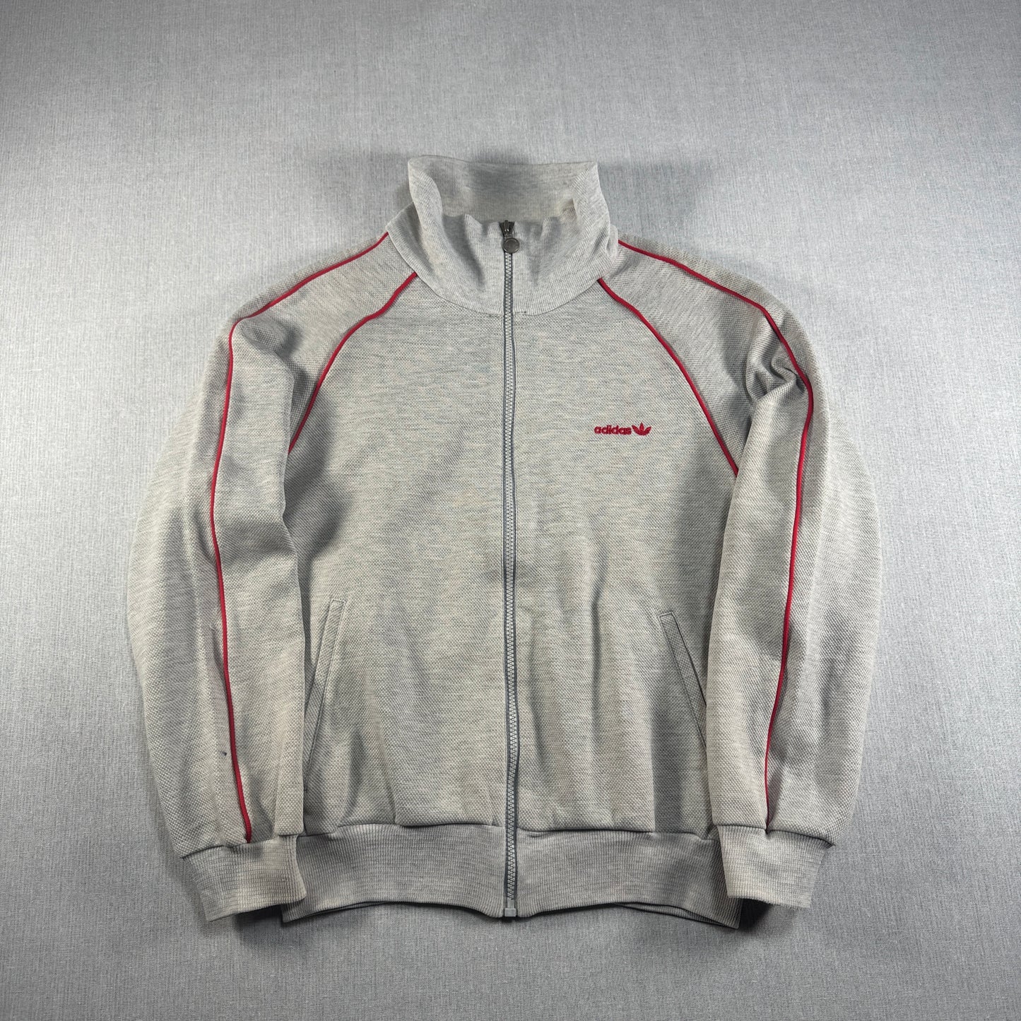 70s adidas トラックジャケット グレー デサント 西ドイツ製  M ad-u-2505-040