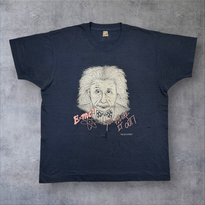 80s アインシュタイン ネイビー 1988 E=MC2 スクリーンスターズ XL a-t-2505-006