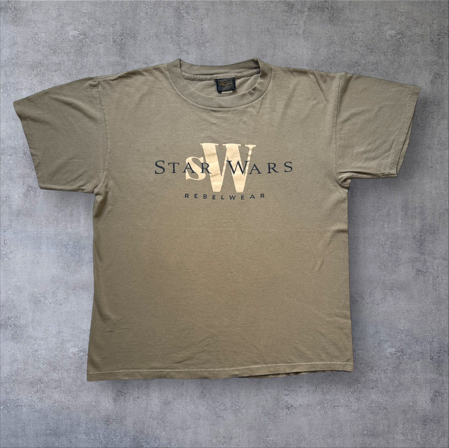 90s STAR WARS REBELWEAR 両面プリント Changes USA製 カーキ L d-t-2505-012