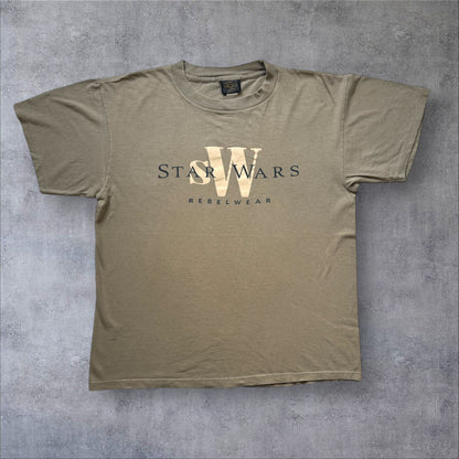 90s STAR WARS REBELWEAR 両面プリント Changes USA製 カーキ L d-t-2505-012