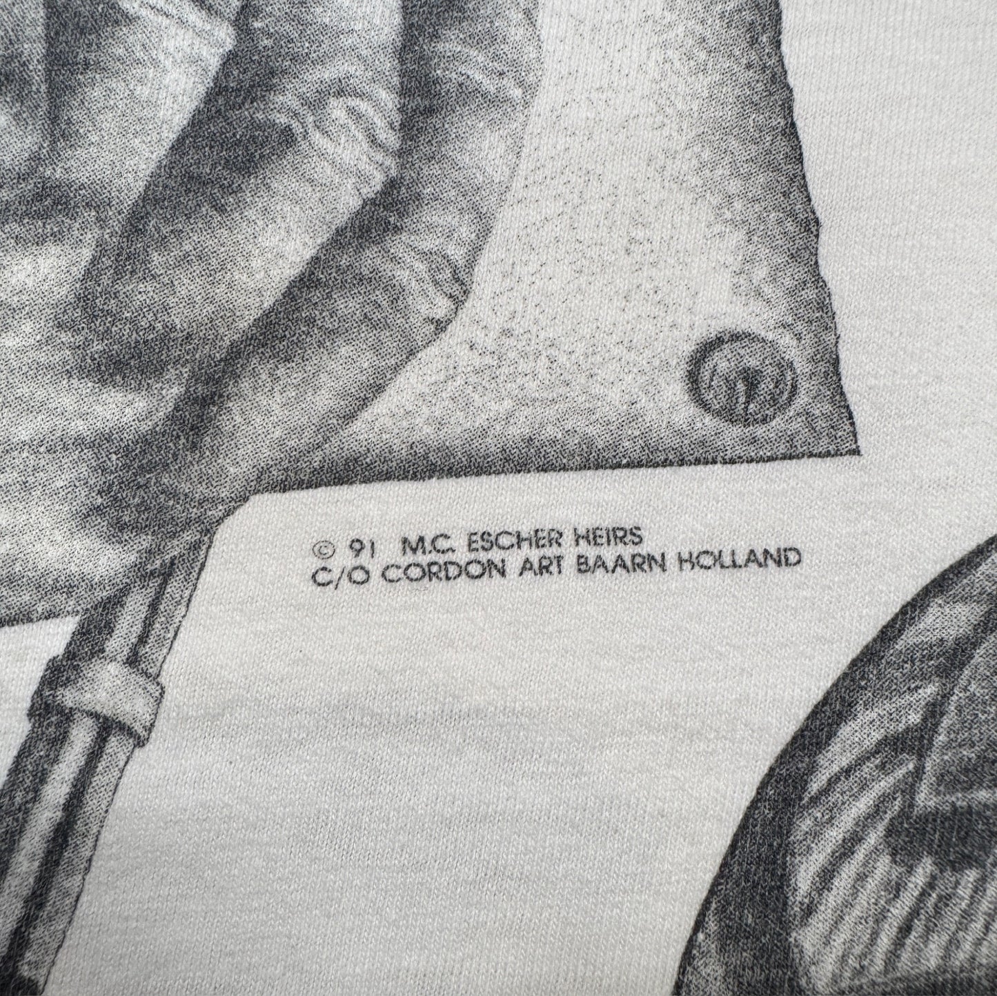 90s M.C. Escher エッシャー マルチプリント 両面 騙し絵 アートT AOP ANDAZIA USA製 白 M a-t-2505-019