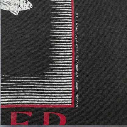 90s M.C. Escher エッシャー Sky & Water 騙し絵 アートT Hanes 黒 L a-t-2505-021