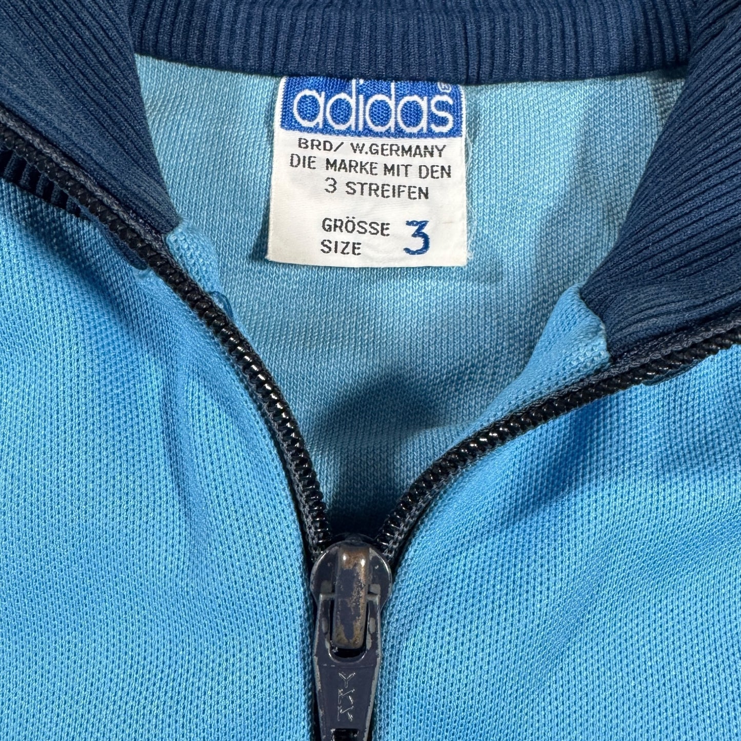 70s adidas トラックジャケット 水色 デサント 西ドイツ製 3号 ad-t-2505-006