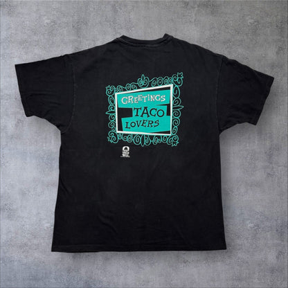 TACO BELL タコベル × ロッキー ＆ ブルウィンクル 1993 Hanes 黒 XL co-x-2505-017