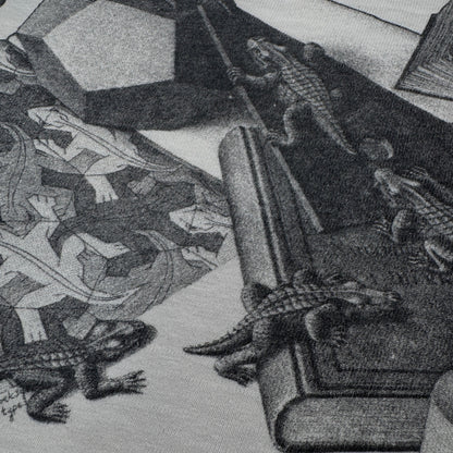 90s M.C. Escher エッシャー マルチプリント 両面 騙し絵 アートT AOP ANDAZIA USA製 白 M a-t-2505-019